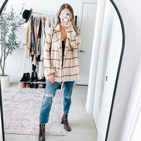 Joie Neutral Tan Plaid Jacket - Picture 2 of 12